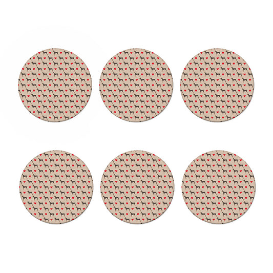 Love Dobermann Pattern Print Coaster Set