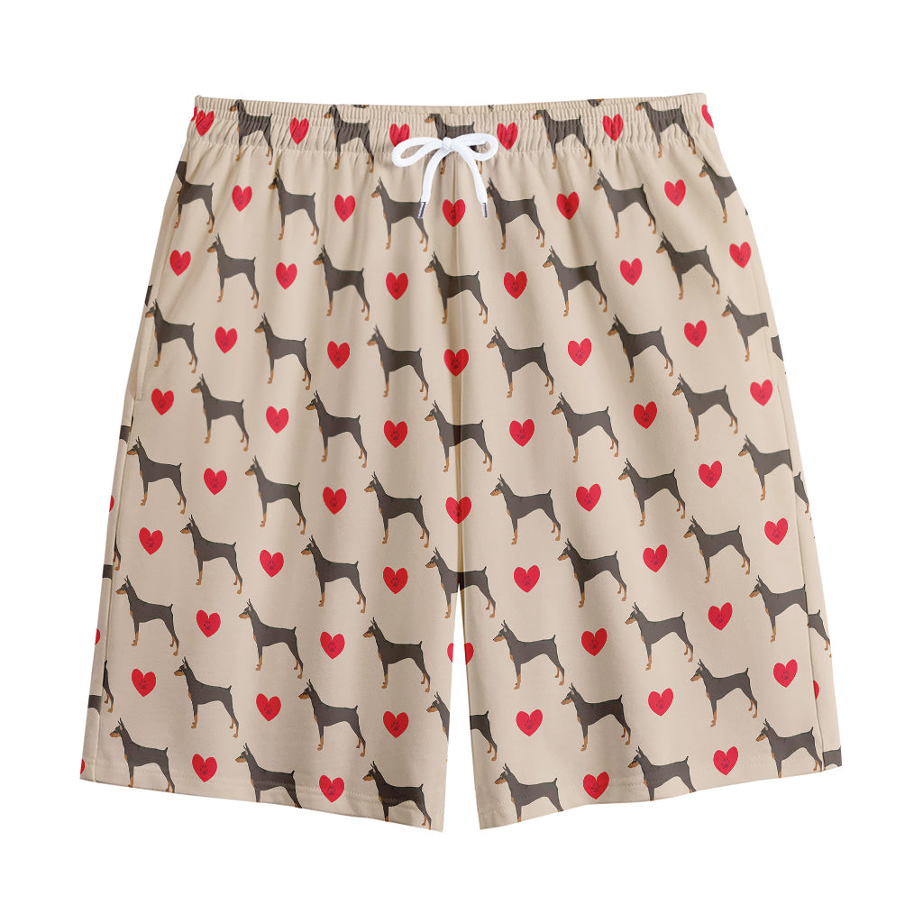 Love Dobermann Pattern Print Cotton Shorts