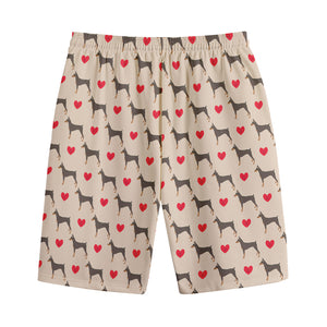 Love Dobermann Pattern Print Cotton Shorts