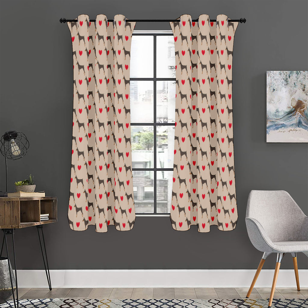 Love Dobermann Pattern Print Curtain