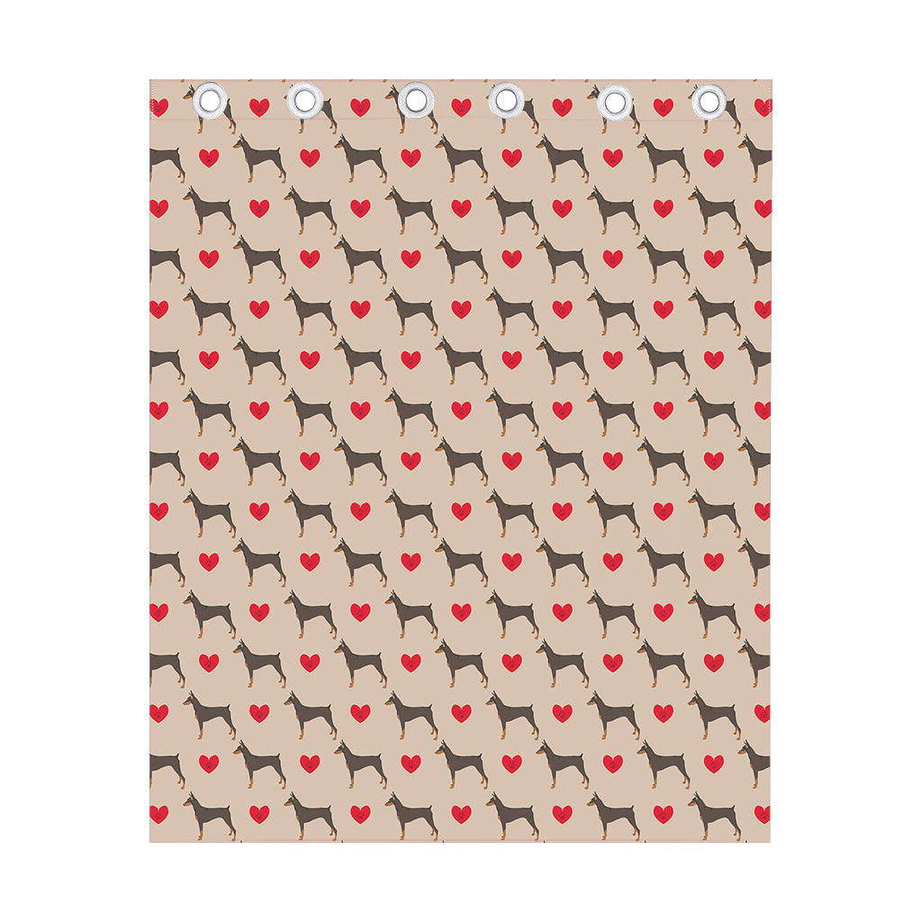 Love Dobermann Pattern Print Curtain