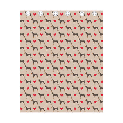 Love Dobermann Pattern Print Curtain
