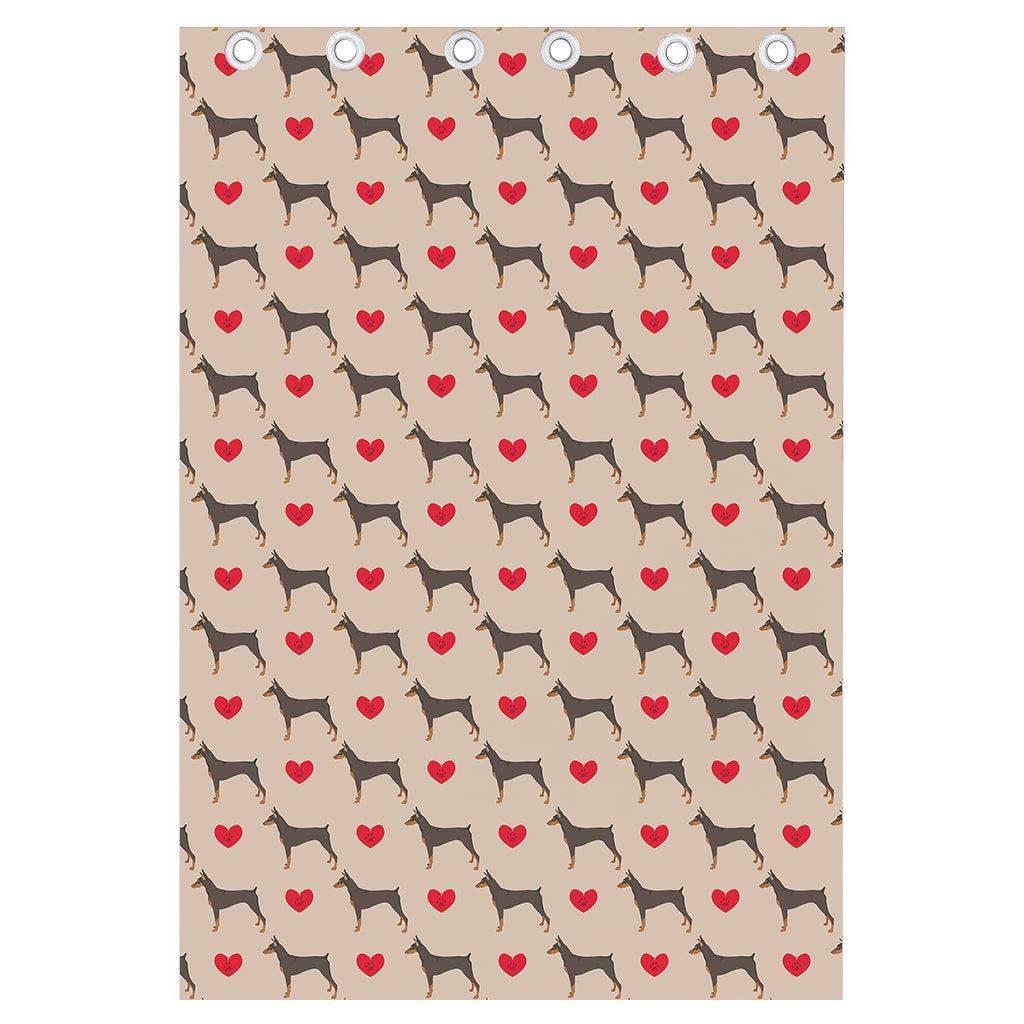 Love Dobermann Pattern Print Curtain