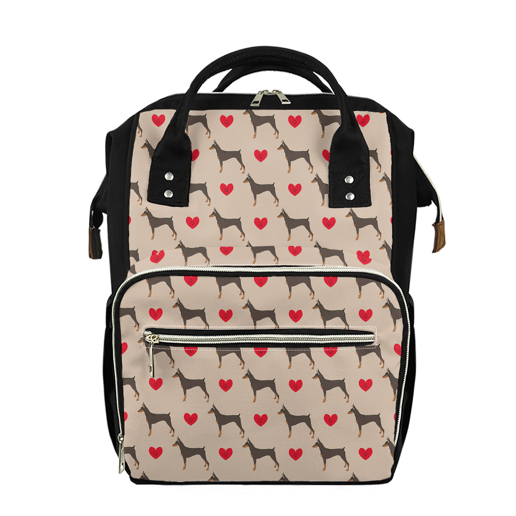 Love Dobermann Pattern Print Diaper Bag