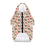 Love Dobermann Pattern Print Dog Zip Up Hoodie