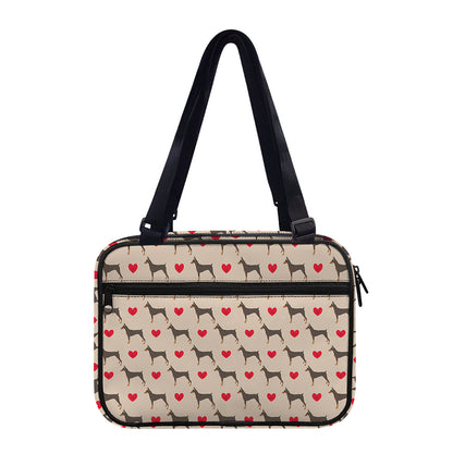 Love Dobermann Pattern Print Double Strap Bible Bag