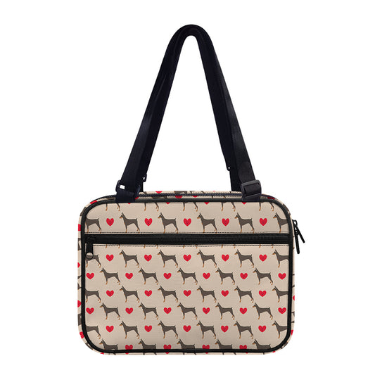 Love Dobermann Pattern Print Double Strap Bible Bag