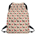 Love Dobermann Pattern Print Drawstring Backpack