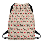 Love Dobermann Pattern Print Drawstring Backpack