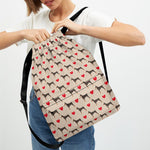 Love Dobermann Pattern Print Drawstring Backpack