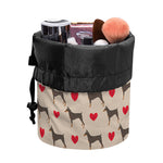 Love Dobermann Pattern Print Drawstring Makeup Bag