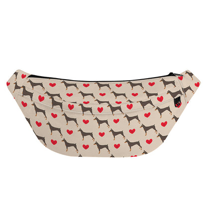 Love Dobermann Pattern Print Fanny Pack
