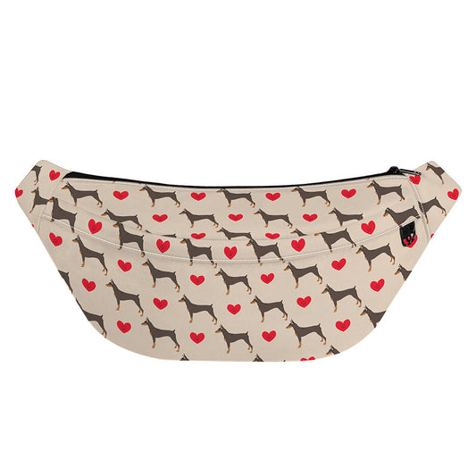 Love Dobermann Pattern Print Fanny Pack