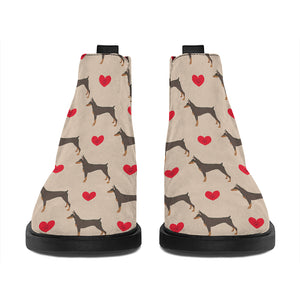 Love Dobermann Pattern Print Flat Ankle Boots