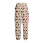 Love Dobermann Pattern Print Fleece Lined Knit Pants