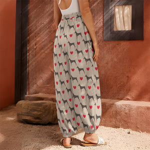 Love Dobermann Pattern Print Harem Pants