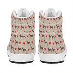 Love Dobermann Pattern Print High Top Leather Sneakers