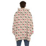 Love Dobermann Pattern Print Hoodie Blanket