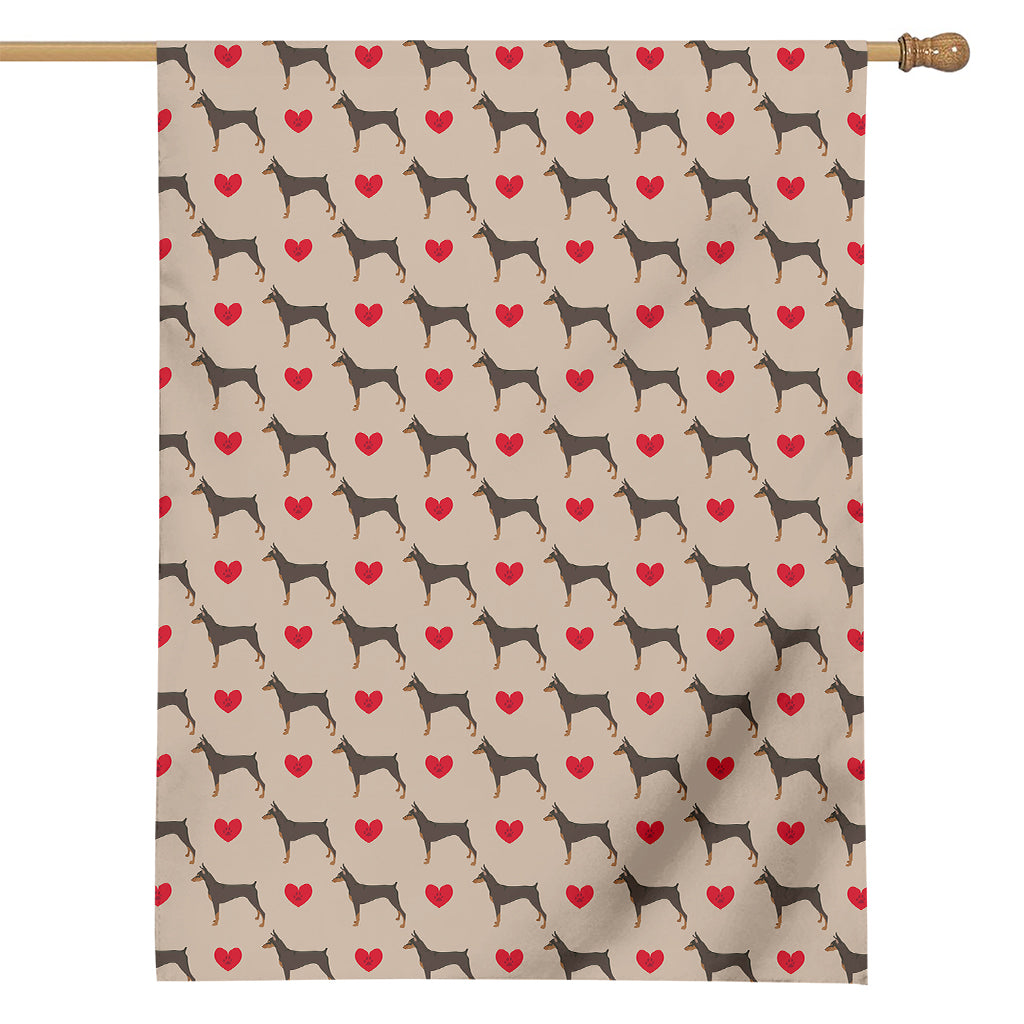 Love Dobermann Pattern Print House Flag