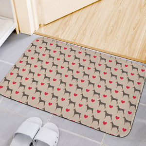 Love Dobermann Pattern Print Indoor Door Mat