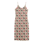 Love Dobermann Pattern Print Jersey Midi Cami Dress