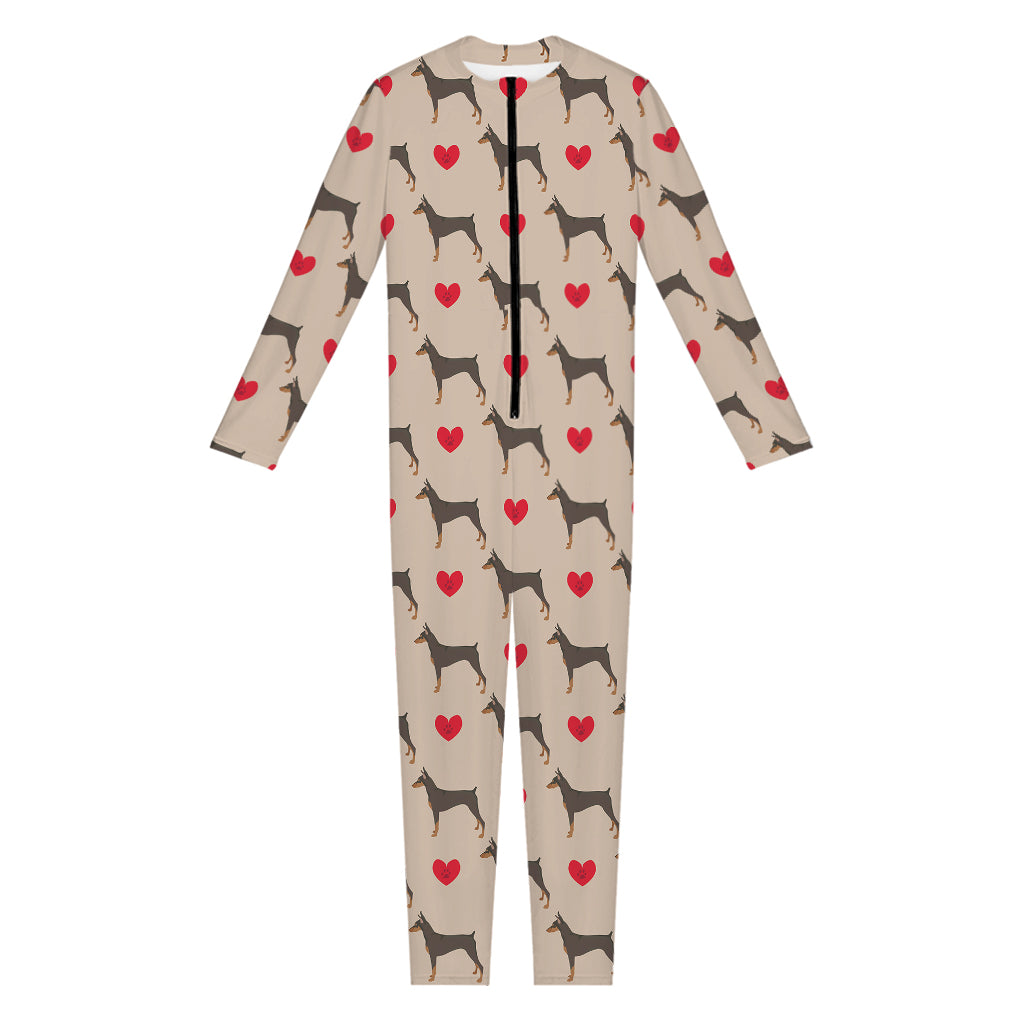 Love Dobermann Pattern Print Jumpsuit