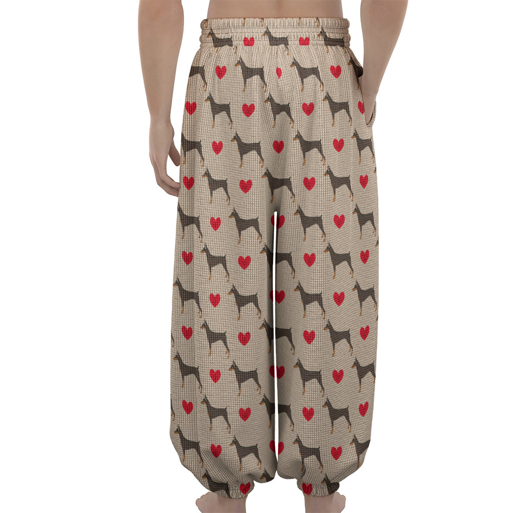 Love Dobermann Pattern Print Lantern Pants