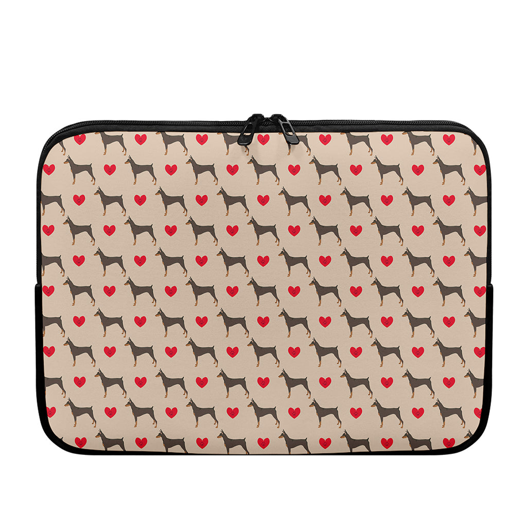Love Dobermann Pattern Print Laptop Sleeve