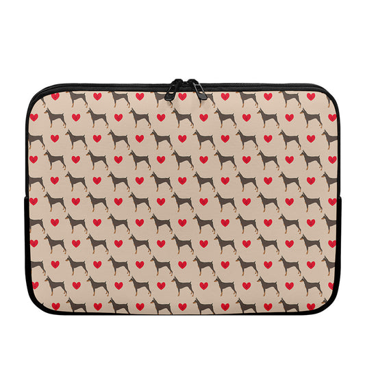 Love Dobermann Pattern Print Laptop Sleeve