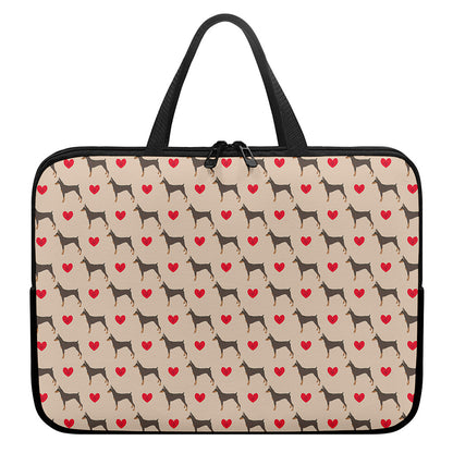 Love Dobermann Pattern Print Laptop Sleeve With Handle