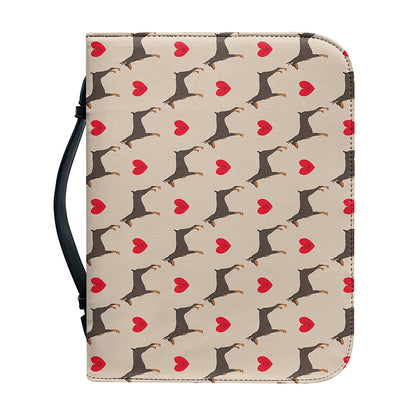 Love Dobermann Pattern Print Leather Bible Cover