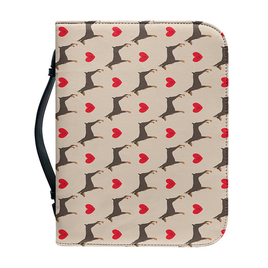 Love Dobermann Pattern Print Leather Bible Cover