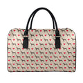 Love Dobermann Pattern Print Leather Duffel Bag