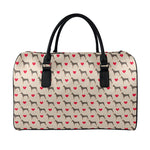 Love Dobermann Pattern Print Leather Duffle Bag