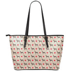 Love Dobermann Pattern Print Leather Tote Bag