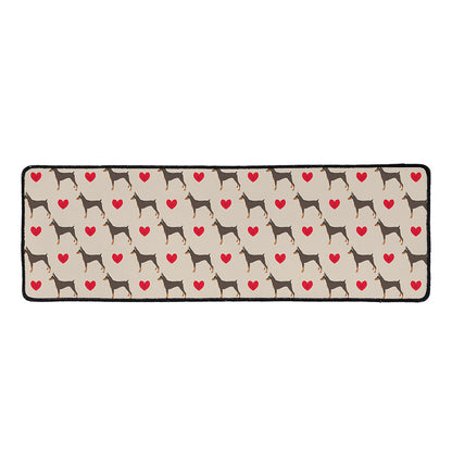 Love Dobermann Pattern Print Long Kitchen Mat
