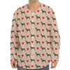 Love Dobermann Pattern Print Long Sleeve Baseball Jersey