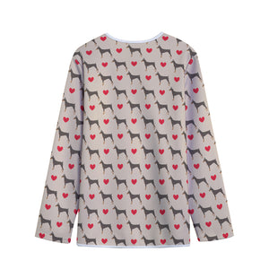 Love Dobermann Pattern Print Long Sleeve Short Coat