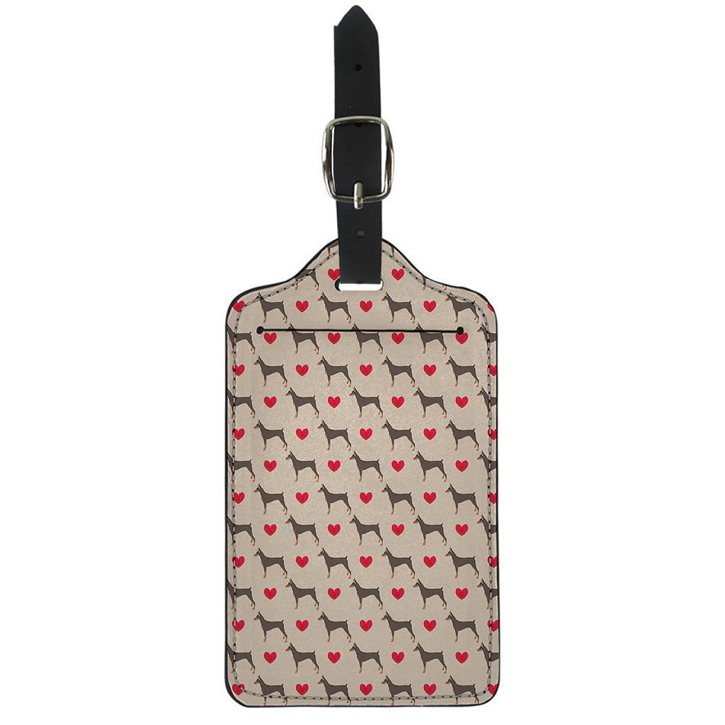 Love Dobermann Pattern Print Luggage Tag