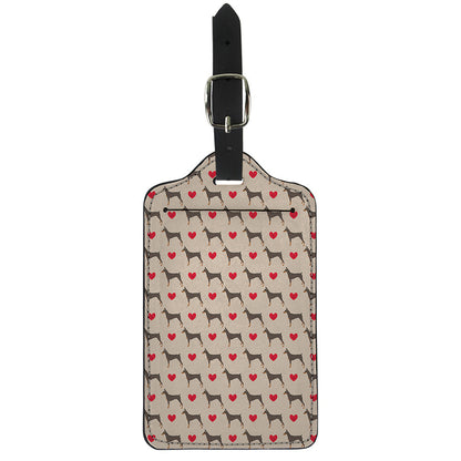 Love Dobermann Pattern Print Luggage Tag