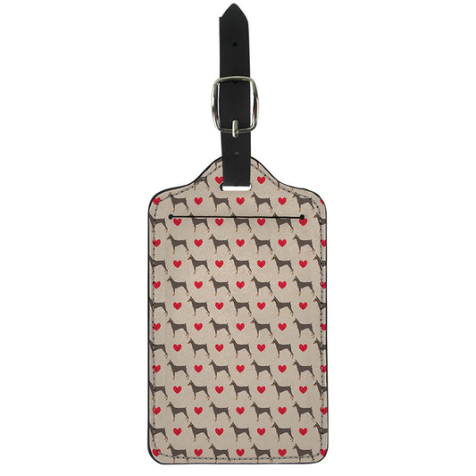 Love Dobermann Pattern Print Luggage Tag