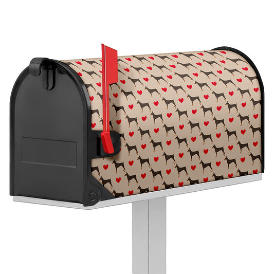 Love Dobermann Pattern Print Mailbox Cover
