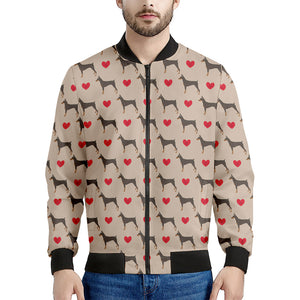 Love Dobermann Pattern Print Men's Bomber Jacket