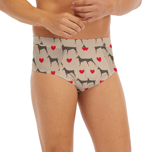Love Dobermann Pattern Print Men's Briefs