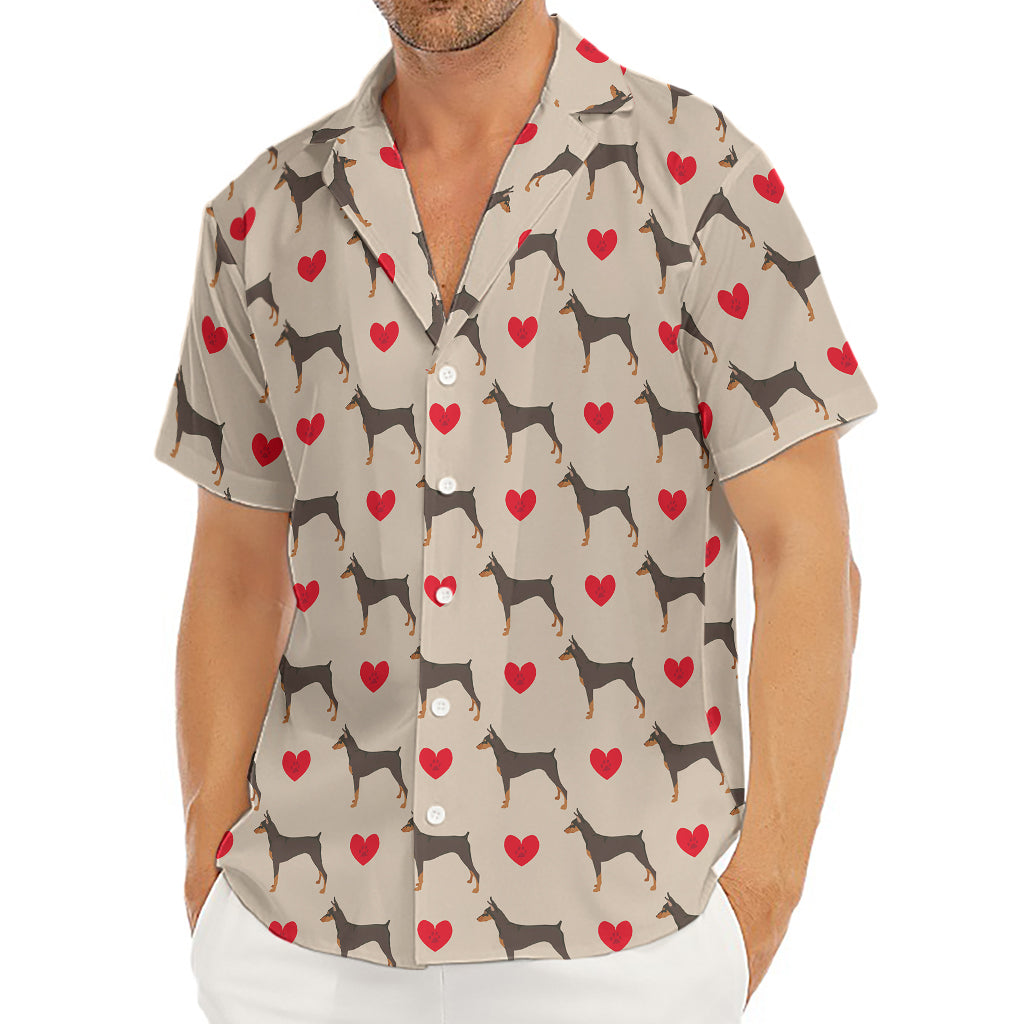 Love Dobermann Pattern Print Men's Deep V-Neck Shirt