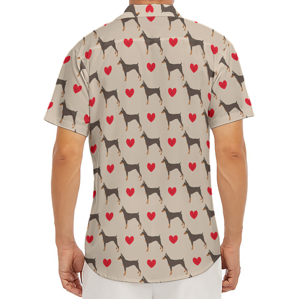 Love Dobermann Pattern Print Men's Deep V-Neck Shirt