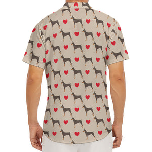 Love Dobermann Pattern Print Men's Deep V-Neck Shirt