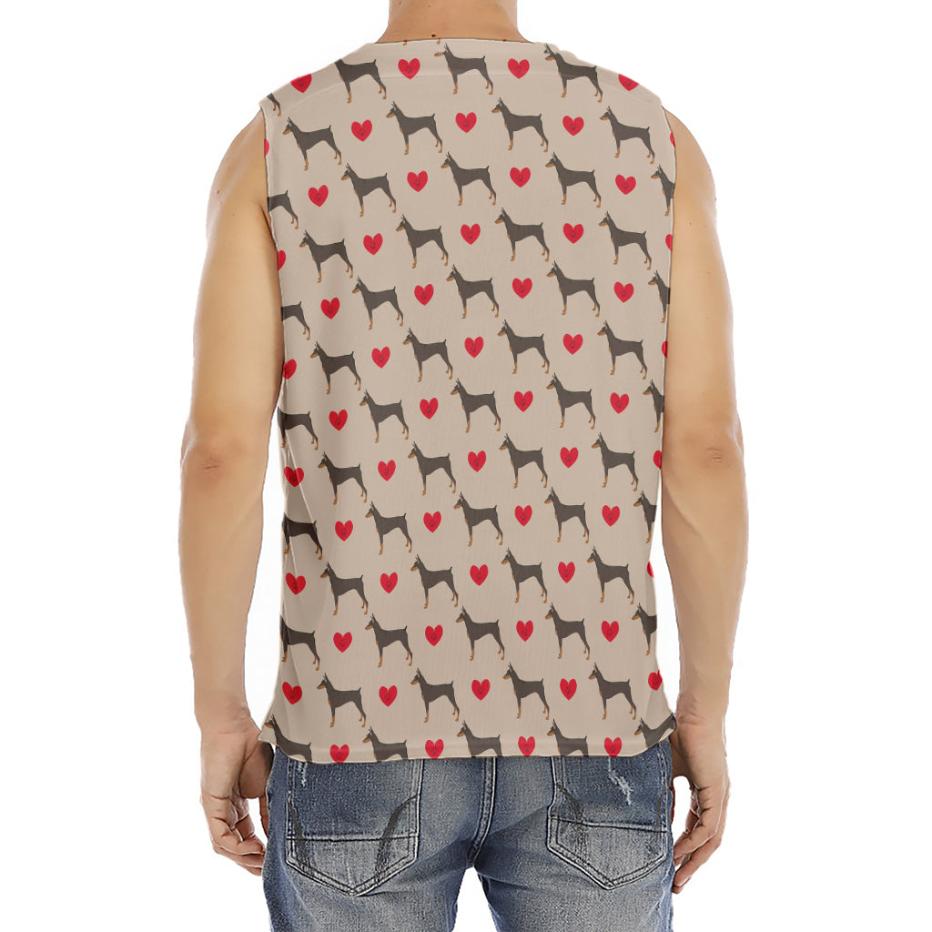 Love Dobermann Pattern Print Men's Fitness Tank Top