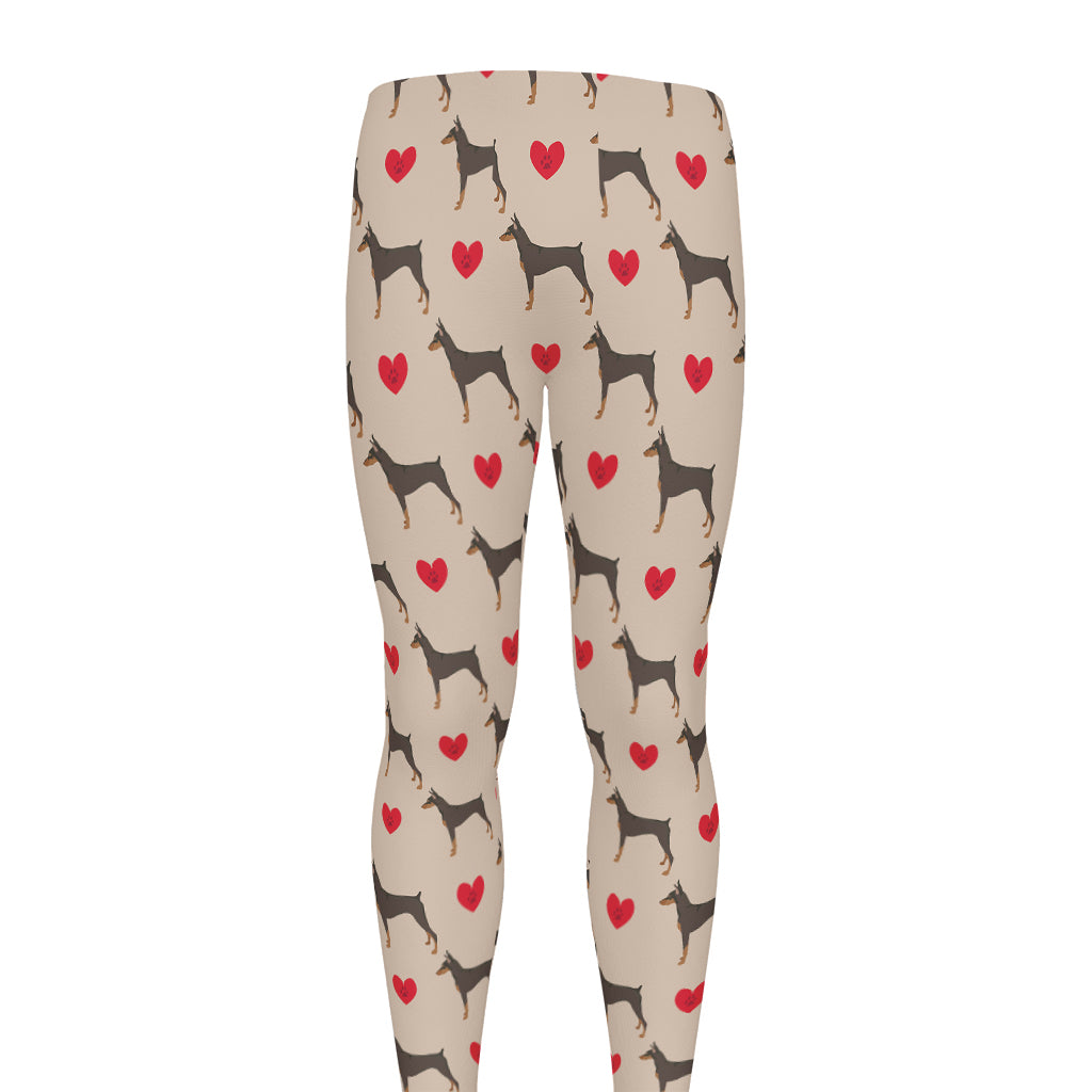 Love Dobermann Pattern Print Men's leggings