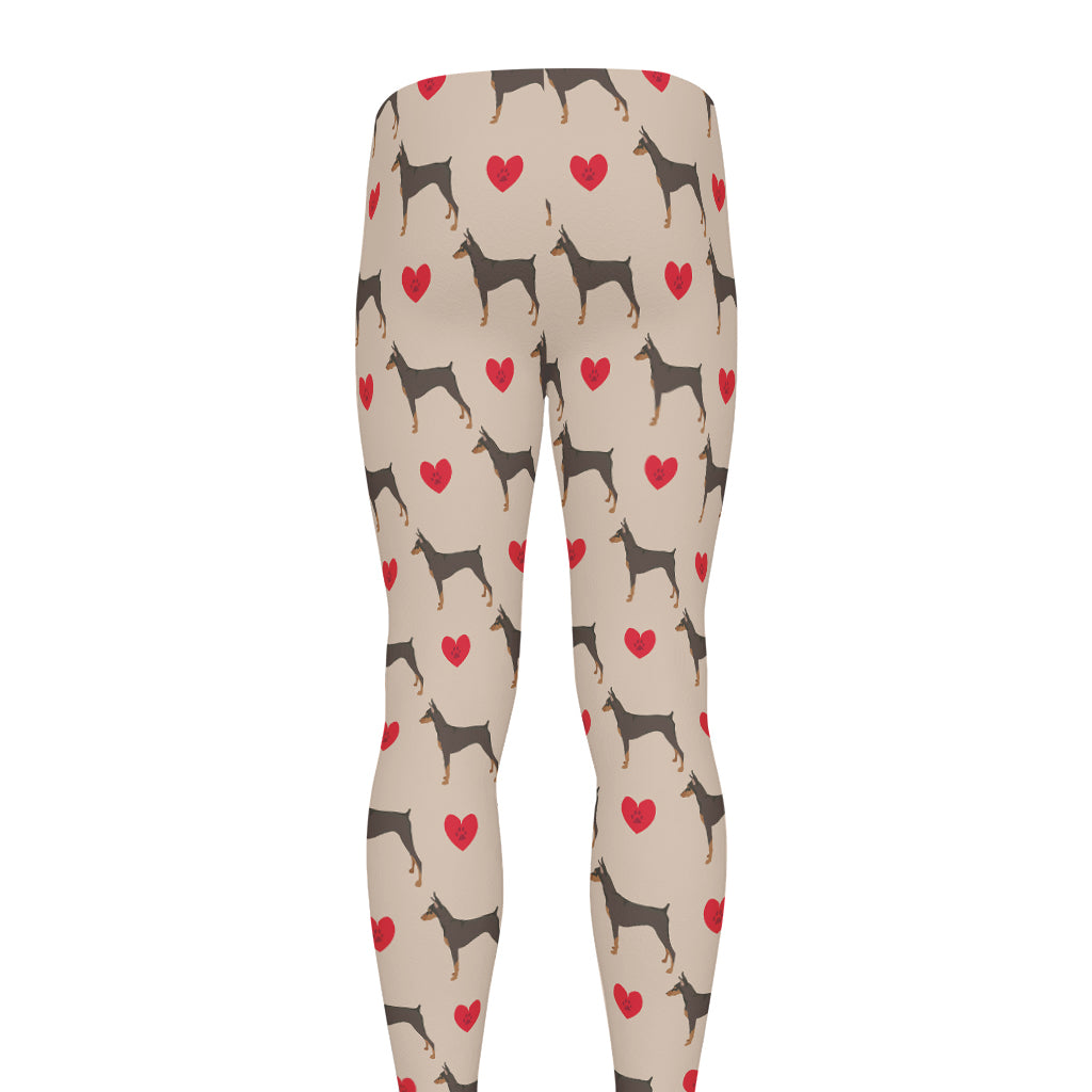 Love Dobermann Pattern Print Men's leggings